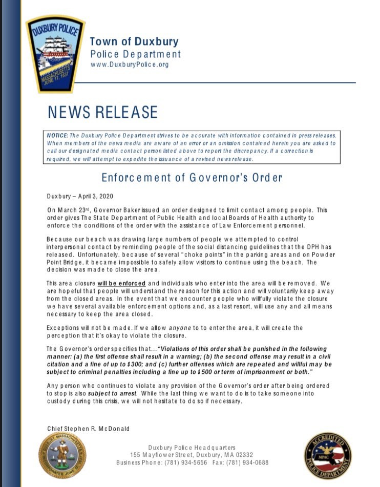 Enforcement of Governors Order