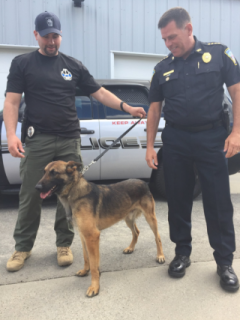 Ofc Steve Hall, K9 Sirk, and Chief Matthew Clancy