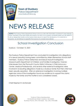 School Investigation Conclusion