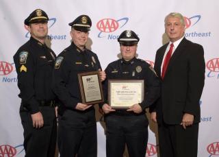 L-R: Sgt Friend Weiler Jr., Lt Mike Carbone, Ofc Marcanthony Maffeo, AAA Northeast Senior Manager John Paul