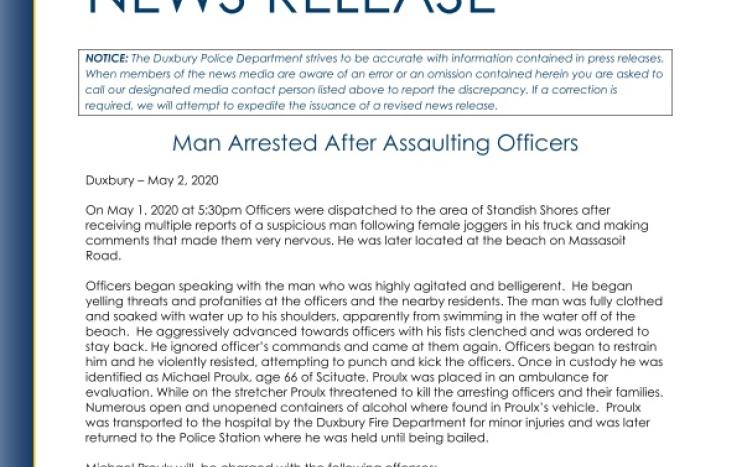 Man Arrested After Assaulting Officers