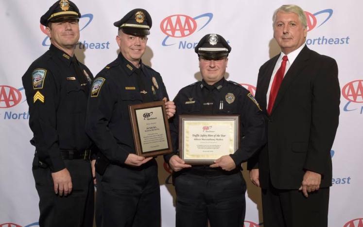 L-R: Sgt Friend Weiler Jr., Lt Mike Carbone, Ofc Marcanthony Maffeo, AAA Northeast Senior Manager John Paul